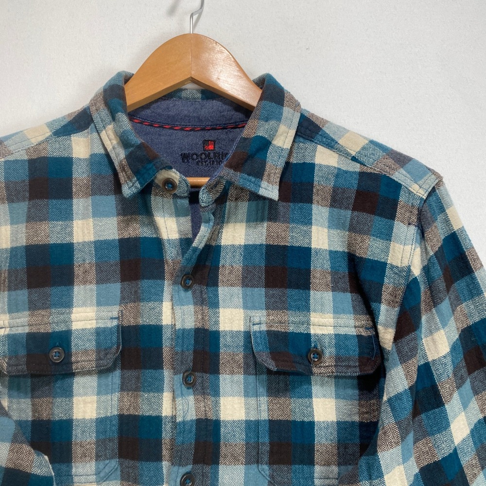 Woolrich Plaid Flannel Shirt  Long Sleeve Men's Size‎ L Button Down Blue